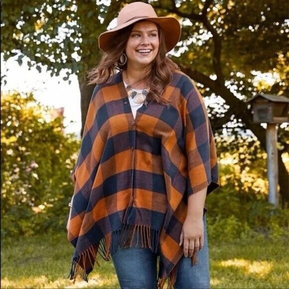 Matilda Jane Clothing Choose Your Own Path Warm Sunset Poncho, Women's OS
